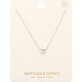 -F- White Gold Dipped Initial Monogram Metal Pendant Necklace