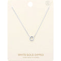 -O- White Gold Dipped Initial Monogram Metal Pendant Necklace