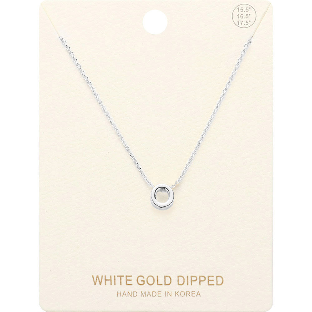 -O- White Gold Dipped Initial Monogram Metal Pendant Necklace