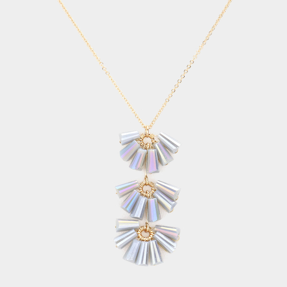 Trapezoid Bead Wrapped Link Pendant Necklace