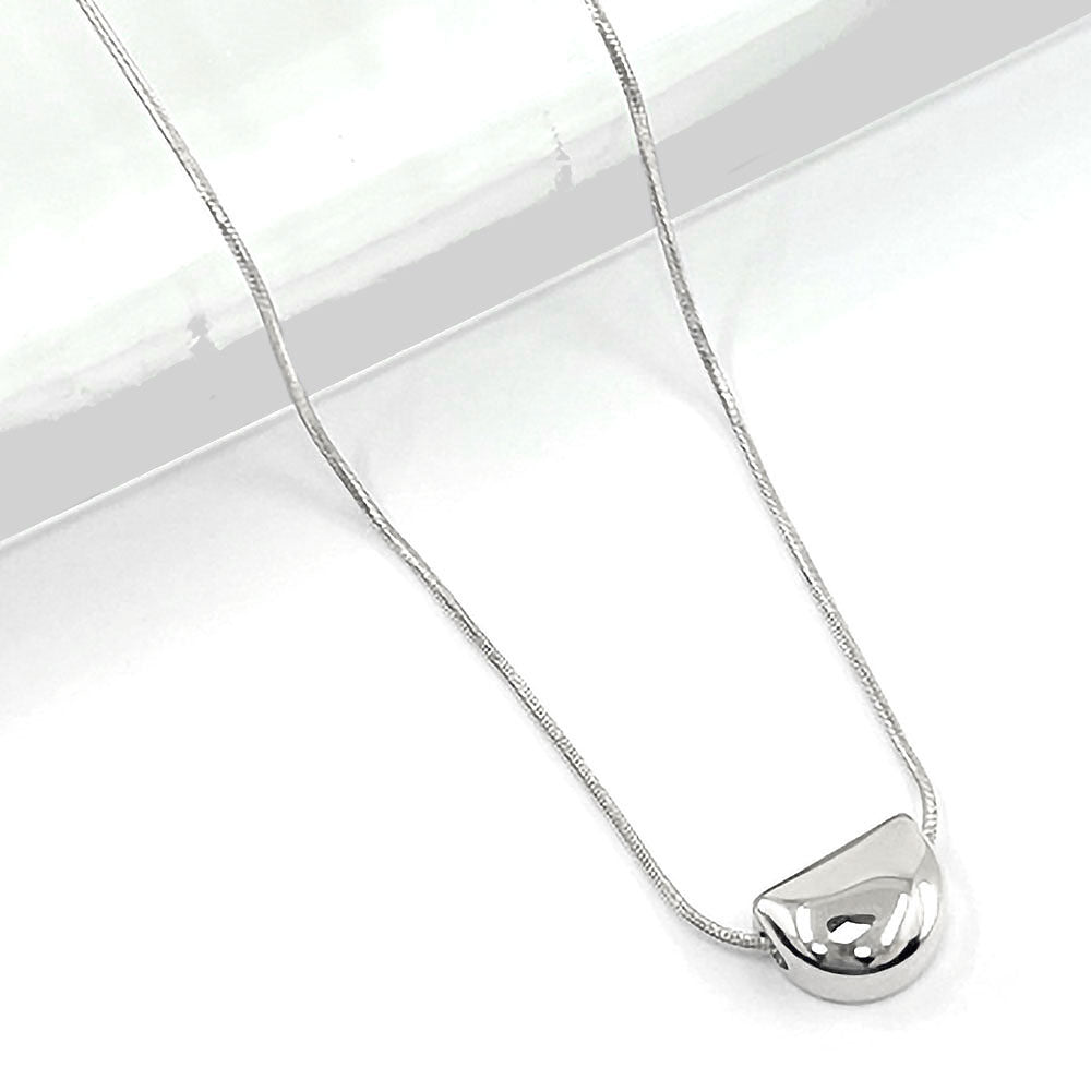 Stainless Steel Mini Half Moon Pendant Necklace