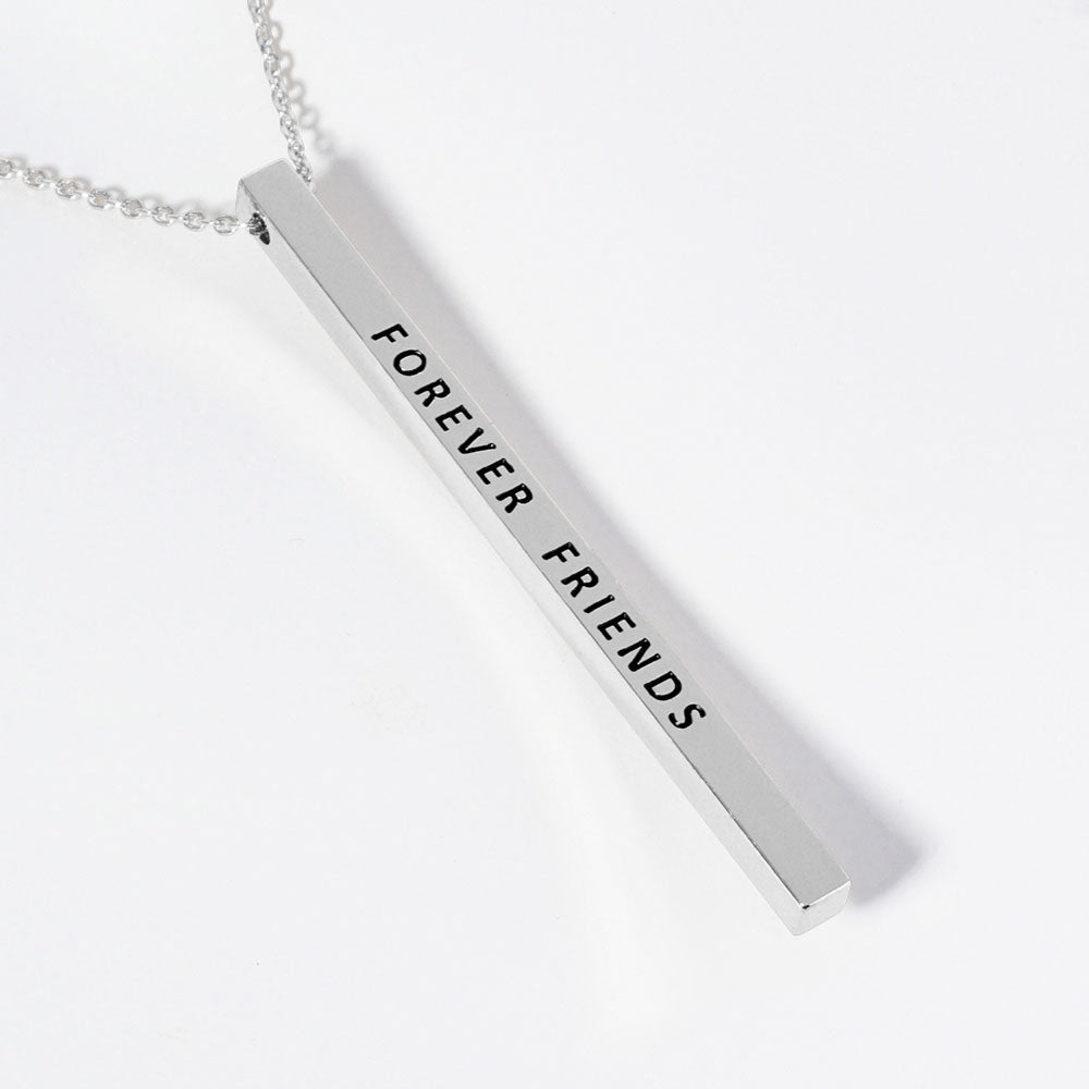 FOREVER FRIENDS Brass Metal Bar Pendant Necklace
