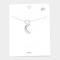 Brass Open Metal Circle Crescent Moon Link Pendant Necklace