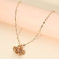 Beaded Flower Pendant Paperclip Chain Necklace