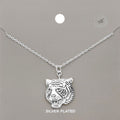 Silver Plated Metal Tiger Pendant Necklace