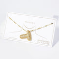 -T- Gold Dipped CZ Stone Paved Initial Monogram Pendant Necklace