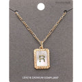 -R- Initial Monogram Genuine Shell Rectangle Pendant Necklace