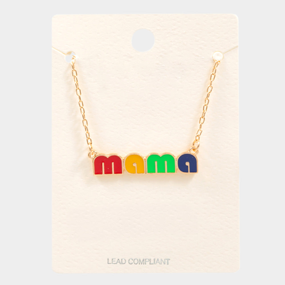 mama Enamel Message Pendant Necklace