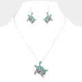 Glittered Turtle Pendant Necklace