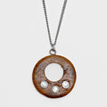 Wood Disc Cutout Pendant Necklace
