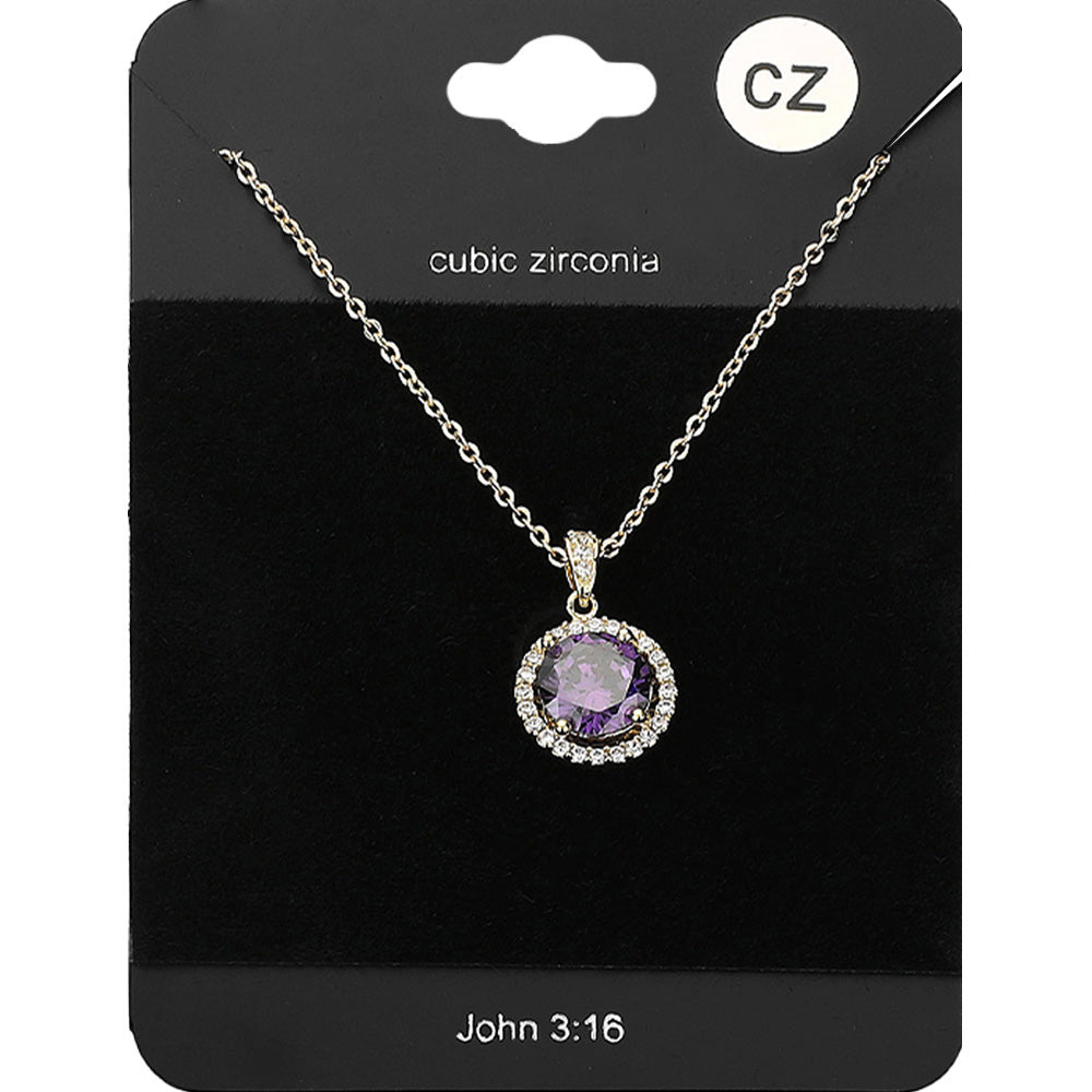 CZ Round Pendant Necklace