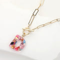 -D- Colorful Initial Monogram Pendant Toggle Necklace