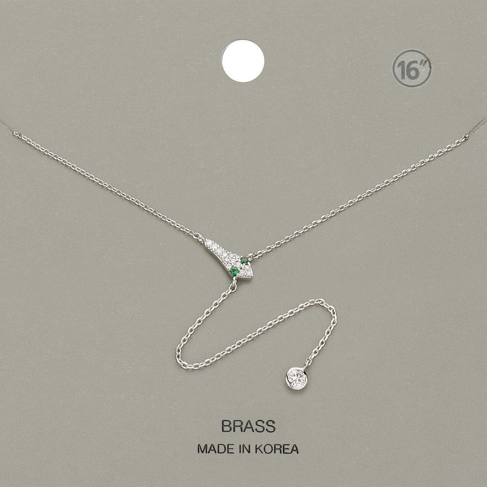 Stone Paved Snake Pendant Round Stone Drop Y Necklace