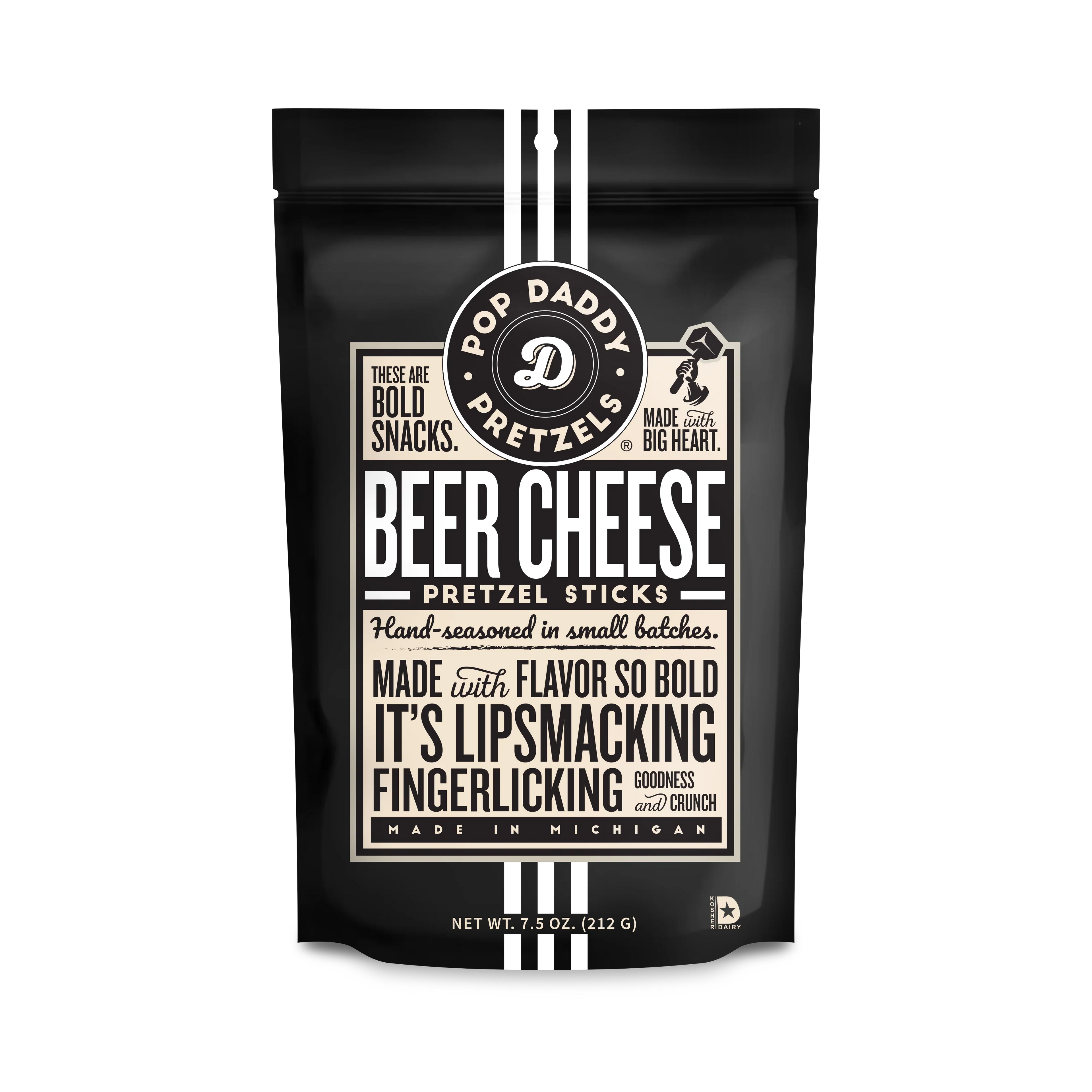Pop Daddy - Pretzel Sticks Beer Cheese, 7.5 oz (Pack of 12) - Snack Food Case