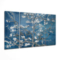 Deep Blue Sakura Blossom Branches 4 Pieces Mega Glass Wall Art