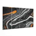 Silver Marble Swirl Orange Veins 4 Pieces Mega Glass Wall Art