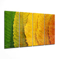 Green to Amber Gradient Leaves 4 Pieces Mega Glass Wall Art