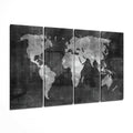 Chalkboard Silver World Map Glass Wall Art