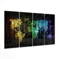 Neon Dot Rainbow World Map Glass Wall Art