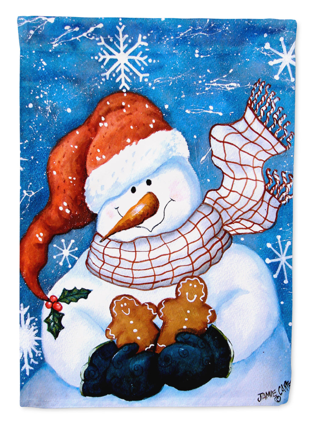 Gingerbread and Snowflake Snowman Garden Flag Mailbox Decorative Yard Banner Outside Patio Artwork for Flower Beds, Garden Size, Multicolor