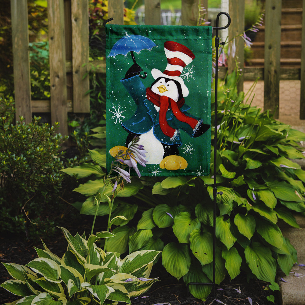 Just Dropping In To Say Hello Christmas Penguin Garden Flag Mailbox Decorative Yard Banner Outside Patio Artwork for Flower Beds, Garden Size, Multicolor