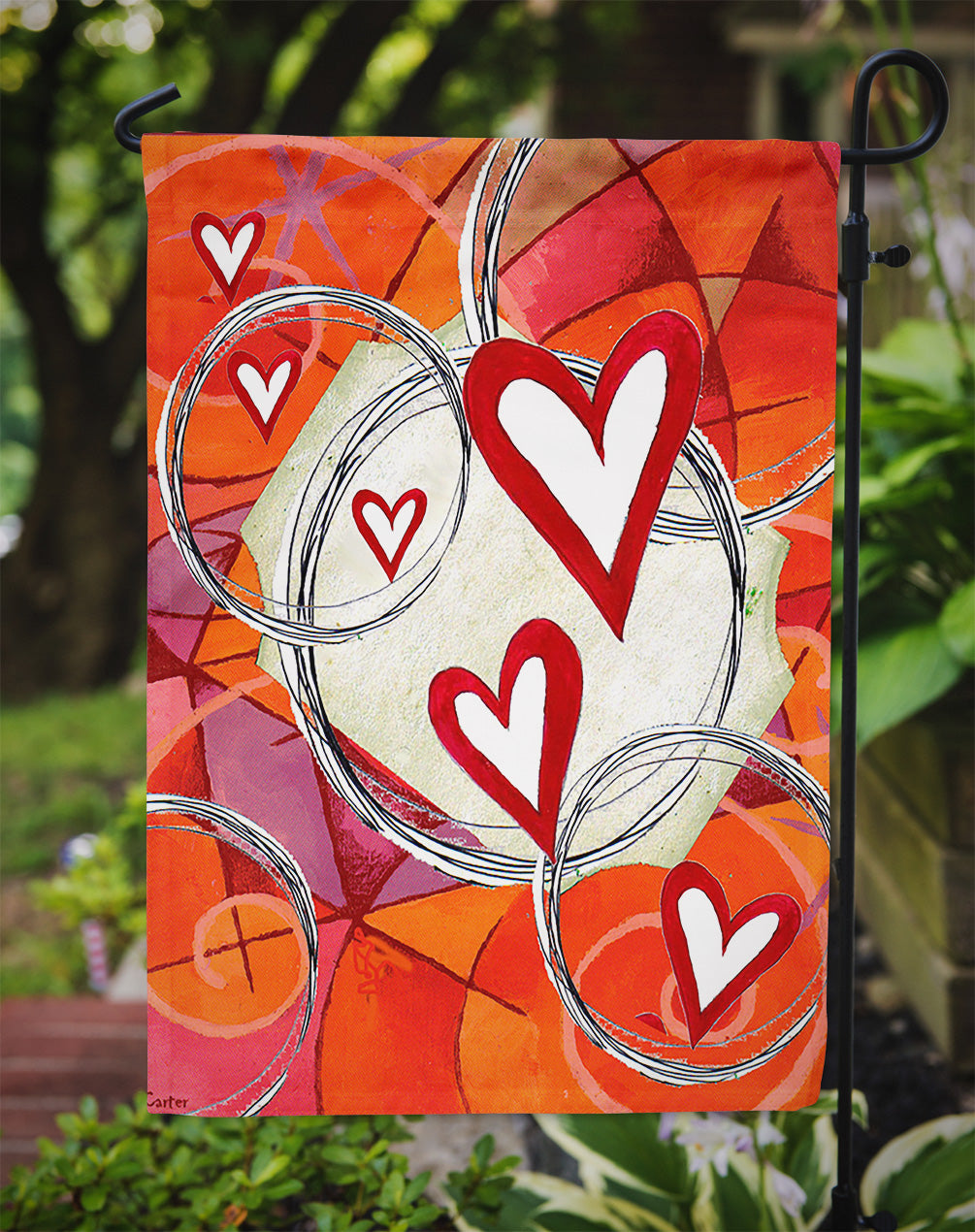 Circle of Love Valentine's Day Garden Flag Mailbox Decorative Yard Banner Outside Patio Artwork for Flower Beds, Garden Size, Multicolor
