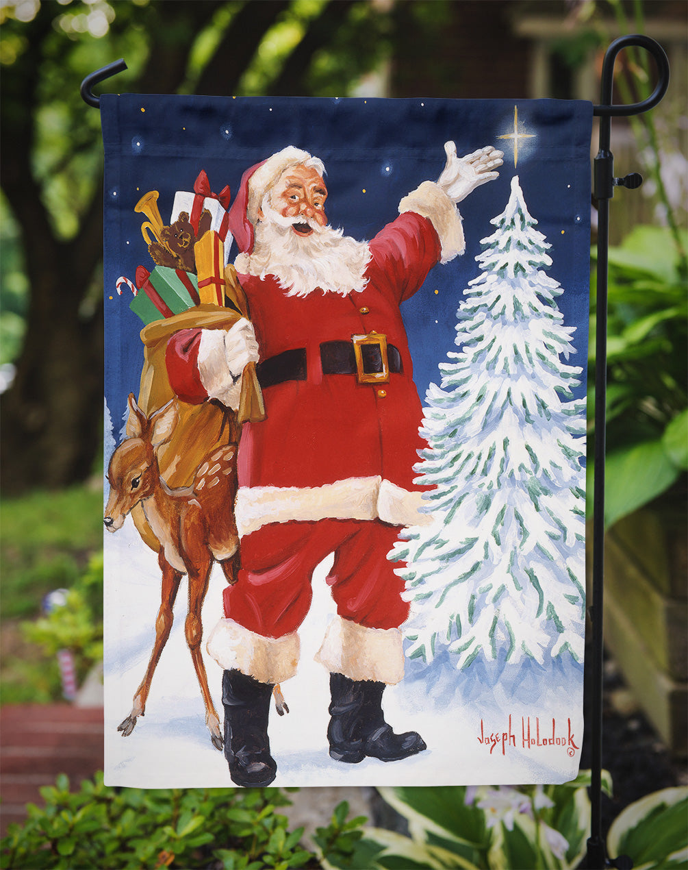 Santa Claus Star Bright Garden Flag Mailbox Decorative Yard Banner Outside Patio Artwork for Flower Beds, Garden Size, Multicolor