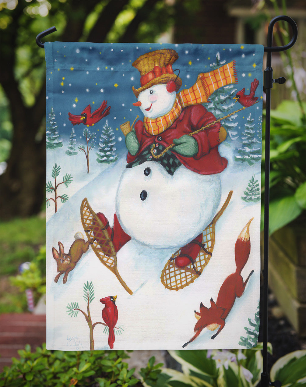 Snowman Snow Shooin Garden Flag Mailbox Decorative Yard Banner Outside Patio Artwork for Flower Beds, Garden Size, Multicolor