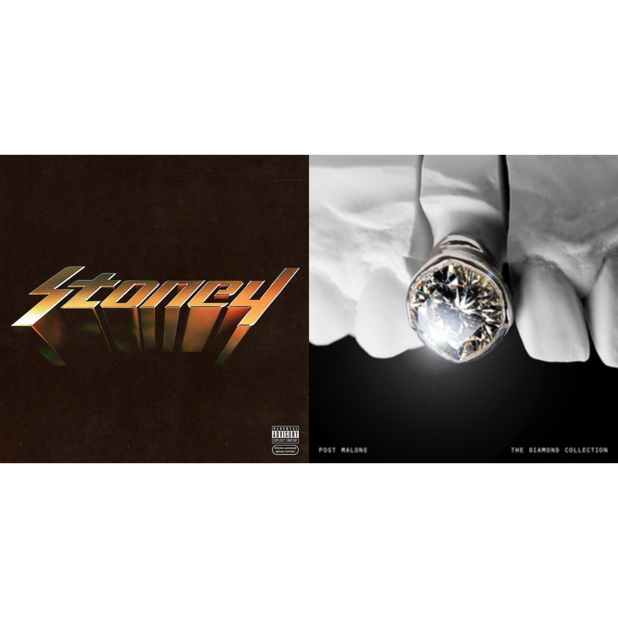 Post Malone - Diamond Collection (Metallic Silver Vinyl/2LP) & Stoney (Orange LP Vinyl)