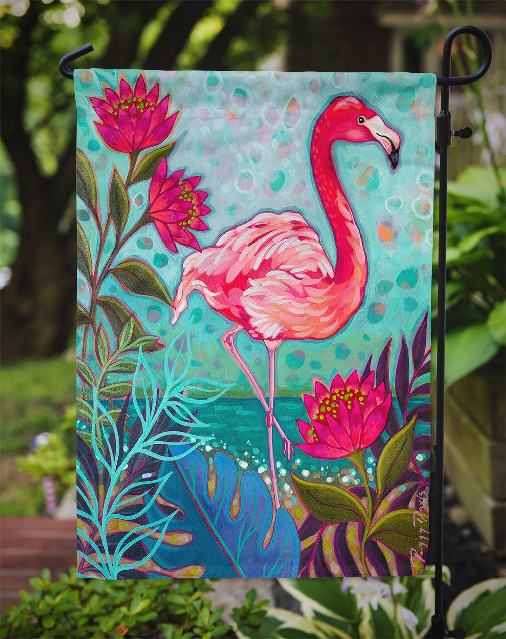 Flamingo Beach Garden Flag Mailbox Decorative Yard Banner Outside Patio Artwork for Flower Beds, Garden Size, Multicolor