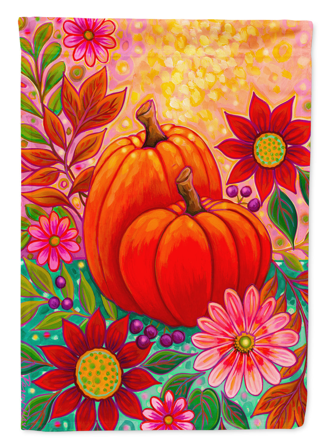 Golden Floral Harvest Fall Garden Flag Mailbox Decorative Yard Banner Outside Patio Artwork for Flower Beds, Garden Size, Multicolor