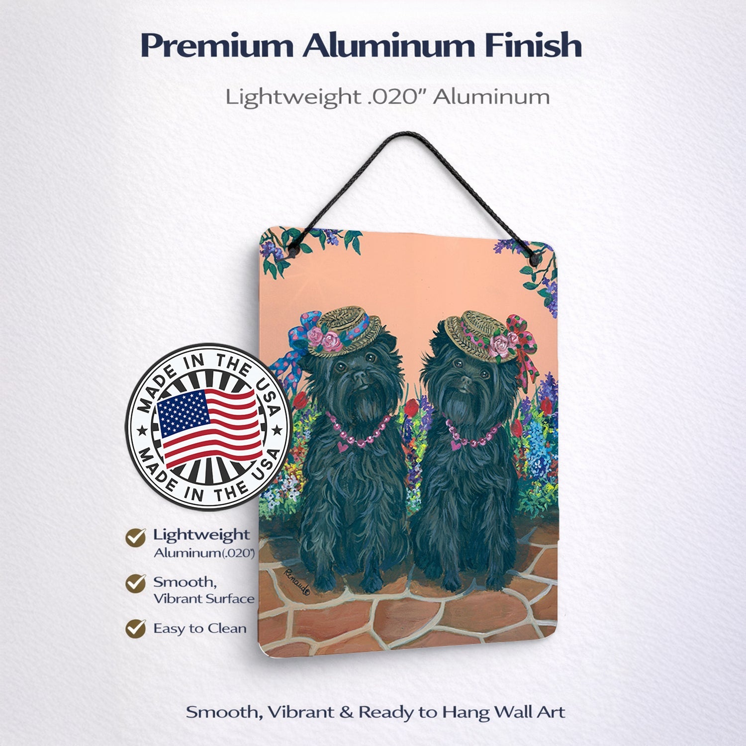 Affenpinscher Sisters Wall or Door Hanging Prints Aluminum Metal Sign Kitchen Wall Bar Bathroom Plaque Home Decor Front Door Plaque, 12x16, Multicolor