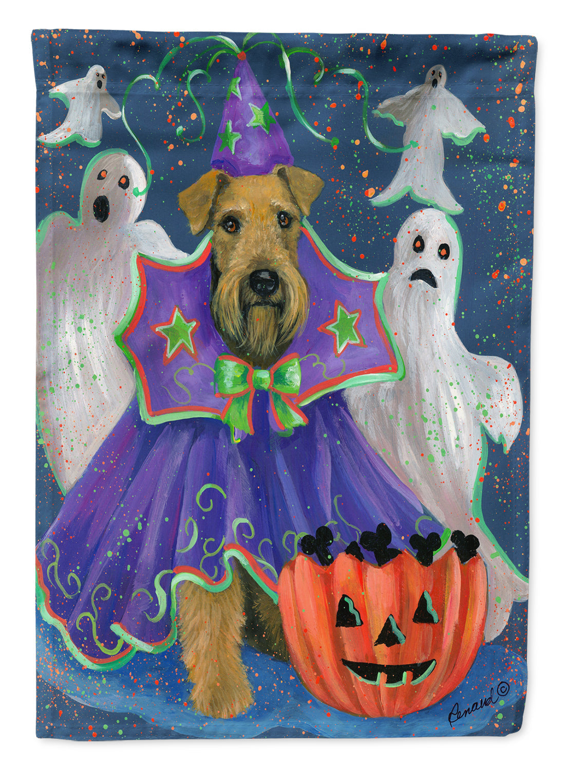 Airedale Boo Hoo Halloween Garden Flag Mailbox Decorative Yard Banner Outside Patio Artwork for Flower Beds, Garden Size, Multicolor
