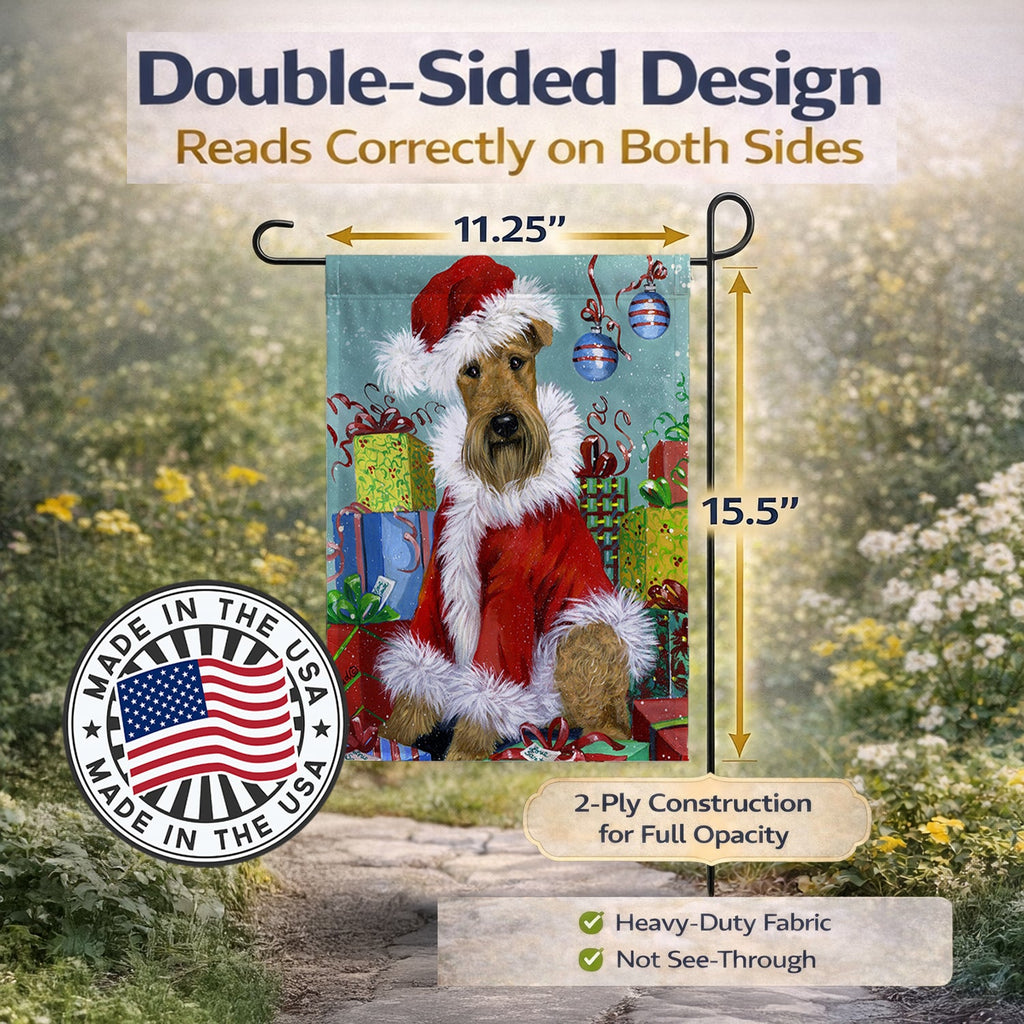 Airedale Santa Christmas Garden Flag Mailbox Decorative Yard Banner Outside Patio Artwork for Flower Beds, Garden Size, Multicolor