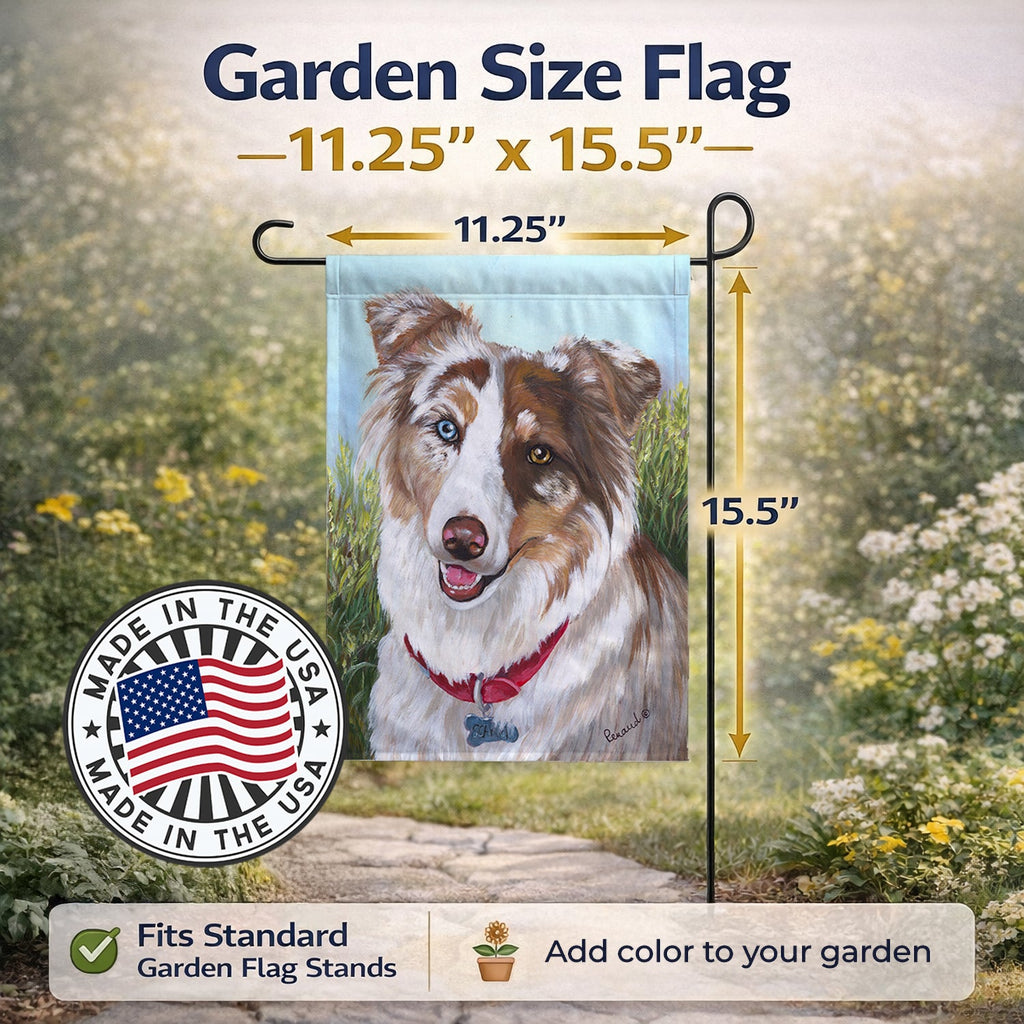 Australian Shepherd Scarlet Garden Flag Mailbox Decorative Yard Banner Outside Patio Artwork for Flower Beds, Garden Size, Multicolor