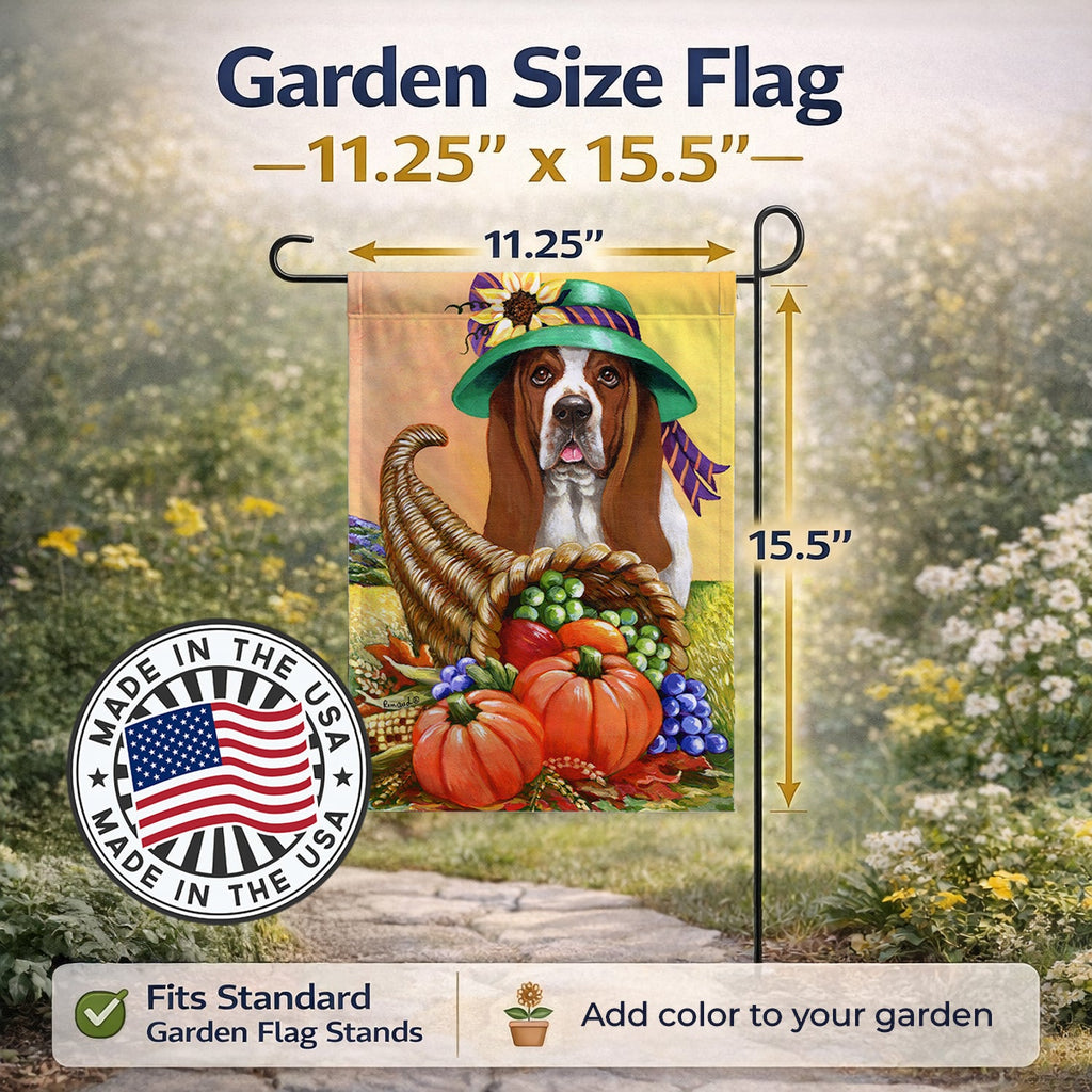 Basset Hound Autumn Garden Flag Mailbox Decorative Yard Banner Outside Patio Artwork for Flower Beds, Garden Size, Multicolor
