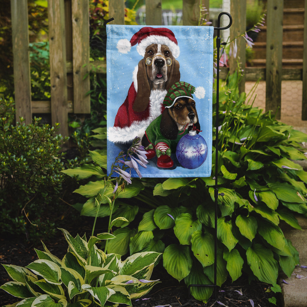 Basset Hound Santa Christmas Garden Flag Mailbox Decorative Yard Banner Outside Patio Artwork for Flower Beds, Garden Size, Multicolor