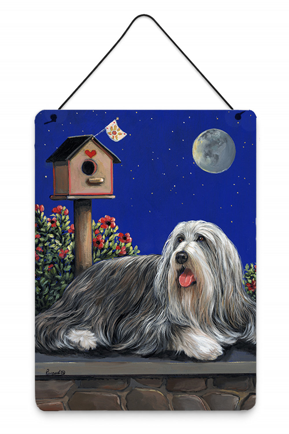 Bearded Collie Moon shine Wall or Door Hanging Prints Aluminum Metal Sign Kitchen Wall Bar Bathroom Plaque Home Decor Front Door Plaque, 12x16, Multicolor