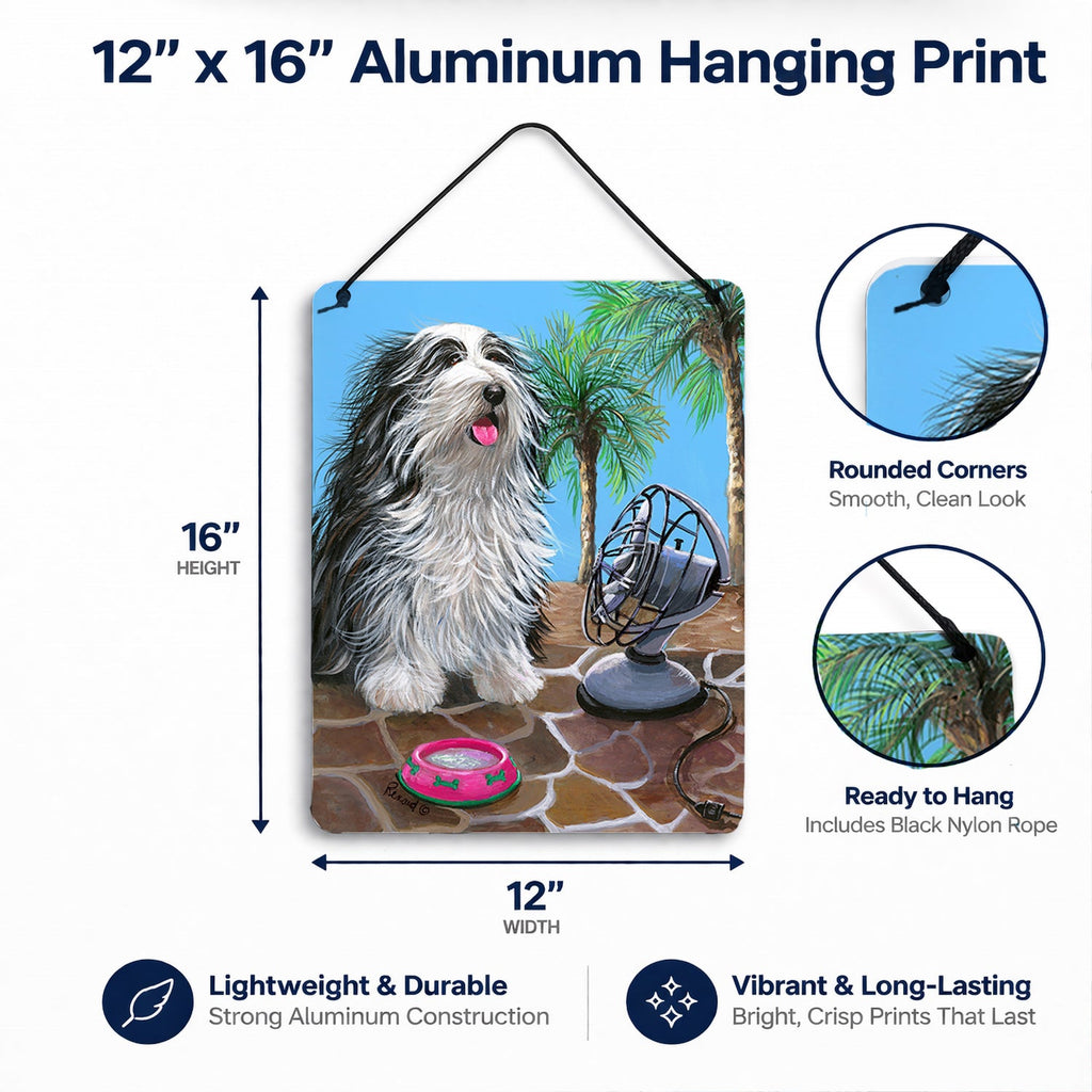 Bearded Collie Cool Summer Wall or Door Hanging Prints Aluminum Metal Sign Kitchen Wall Bar Bathroom Plaque Home Decor Front Door Plaque, 12x16, Multicolor
