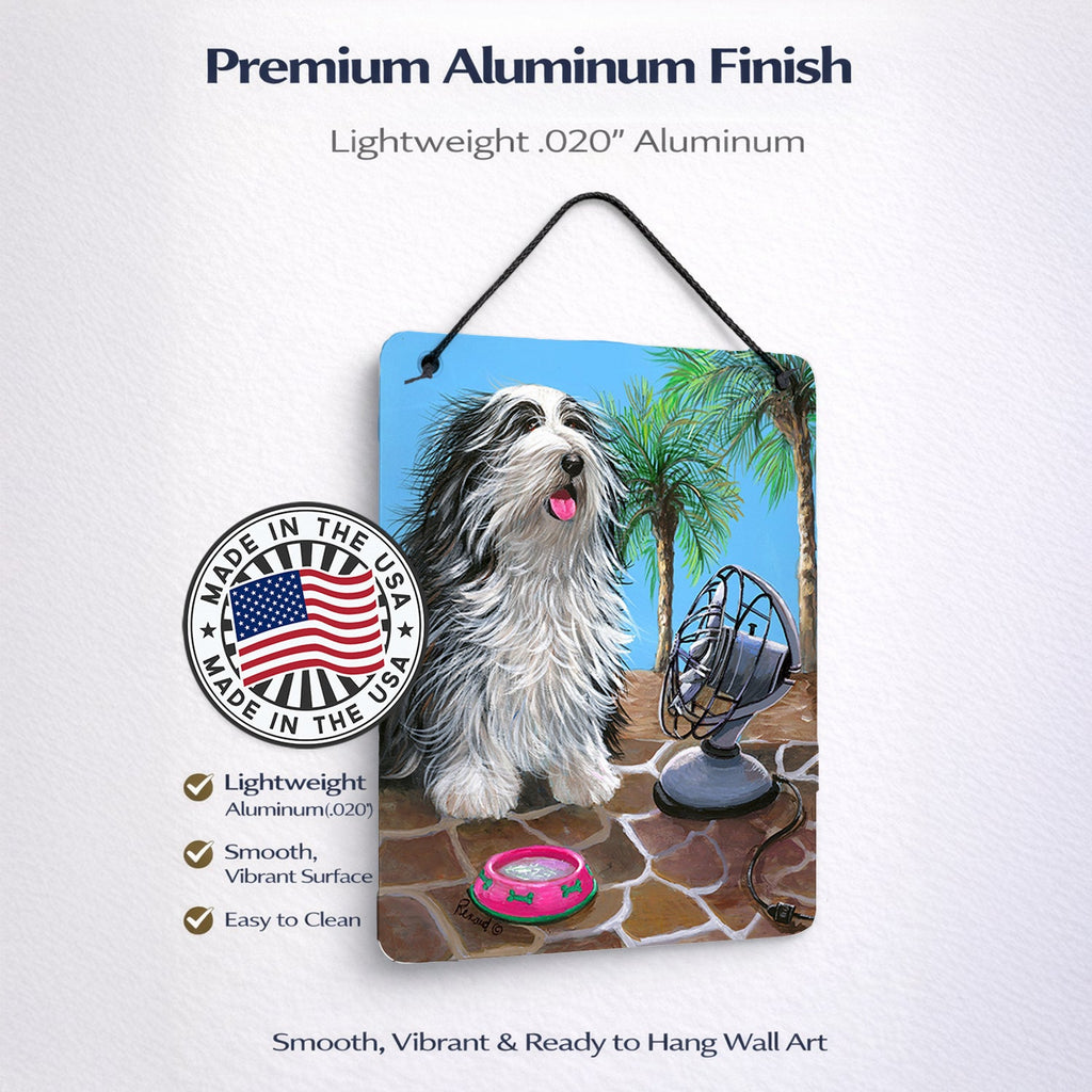 Bearded Collie Cool Summer Wall or Door Hanging Prints Aluminum Metal Sign Kitchen Wall Bar Bathroom Plaque Home Decor Front Door Plaque, 12x16, Multicolor