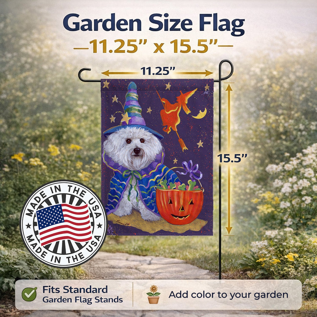 Bichon Frise Boo Halloween Garden Flag Mailbox Decorative Yard Banner Outside Patio Artwork for Flower Beds, Garden Size, Multicolor