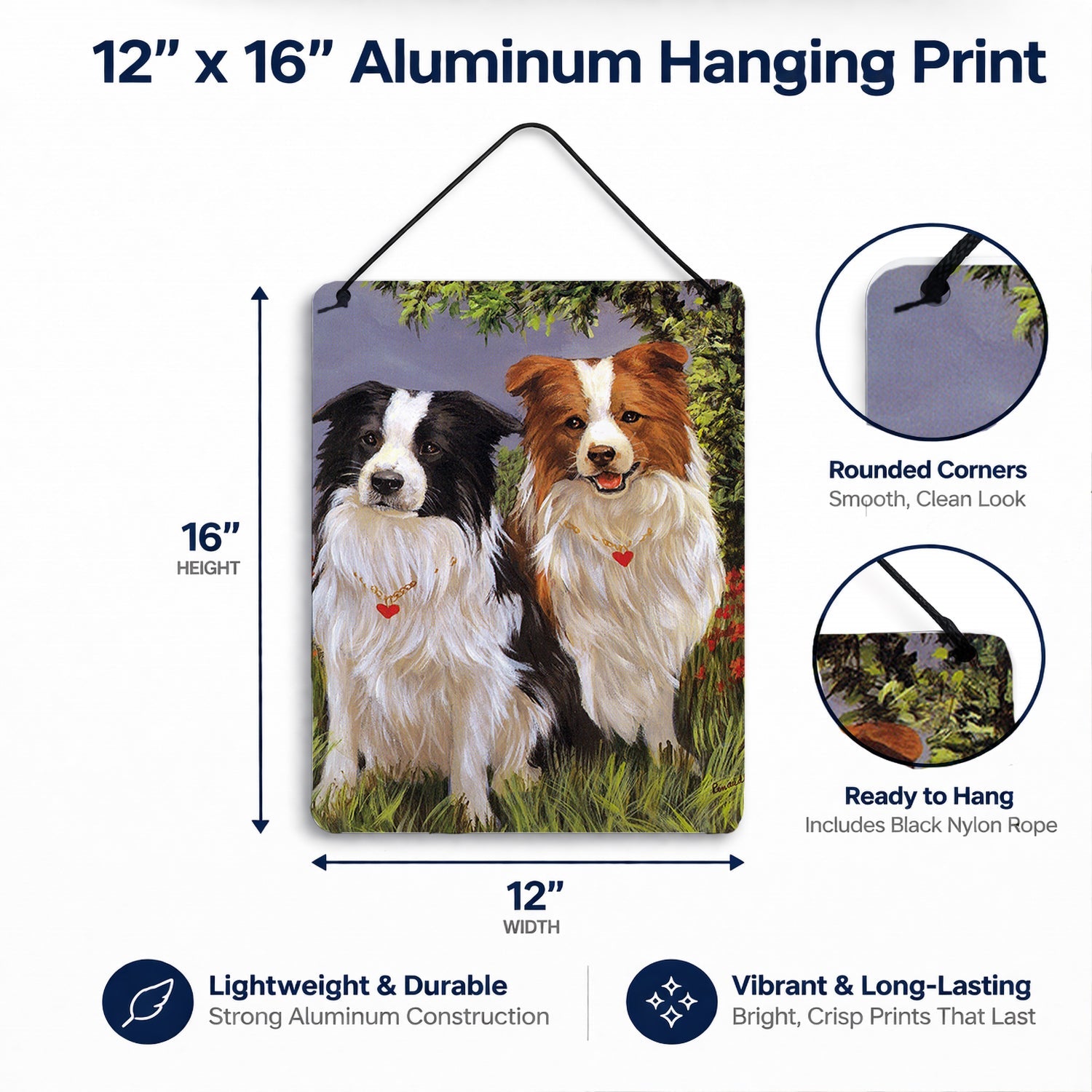 Border Collie Patrol Wall or Door Hanging Prints Aluminum Metal Sign Kitchen Wall Bar Bathroom Plaque Home Decor Front Door Plaque, 12x16, Multicolor