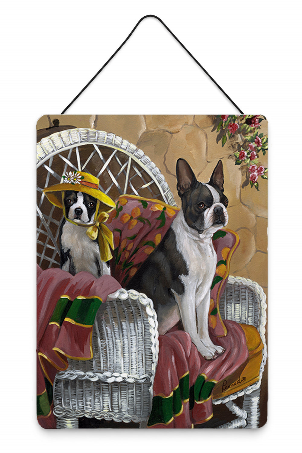 Boston Terrier Patio Gems Wall or Door Hanging Prints Aluminum Metal Sign Kitchen Wall Bar Bathroom Plaque Home Decor Front Door Plaque, 12x16, Multicolor