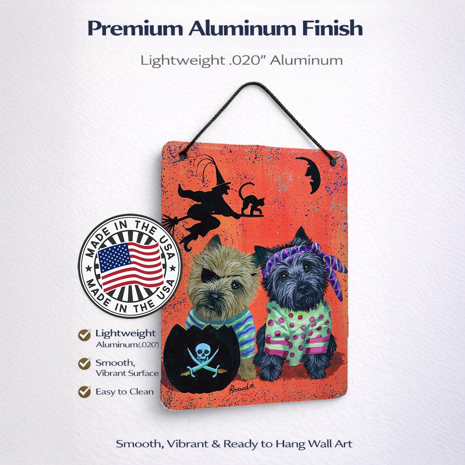 Cairn Terrier Pirates Halloween Wall or Door Hanging Prints Aluminum Metal Sign Kitchen Wall Bar Bathroom Plaque Home Decor Front Door Plaque, 12x16, Multicolor