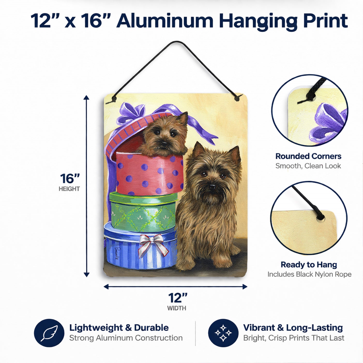 Cairn Terrier Boudoir Wall or Door Hanging Prints Aluminum Metal Sign Kitchen Wall Bar Bathroom Plaque Home Decor Front Door Plaque, 12x16, Multicolor