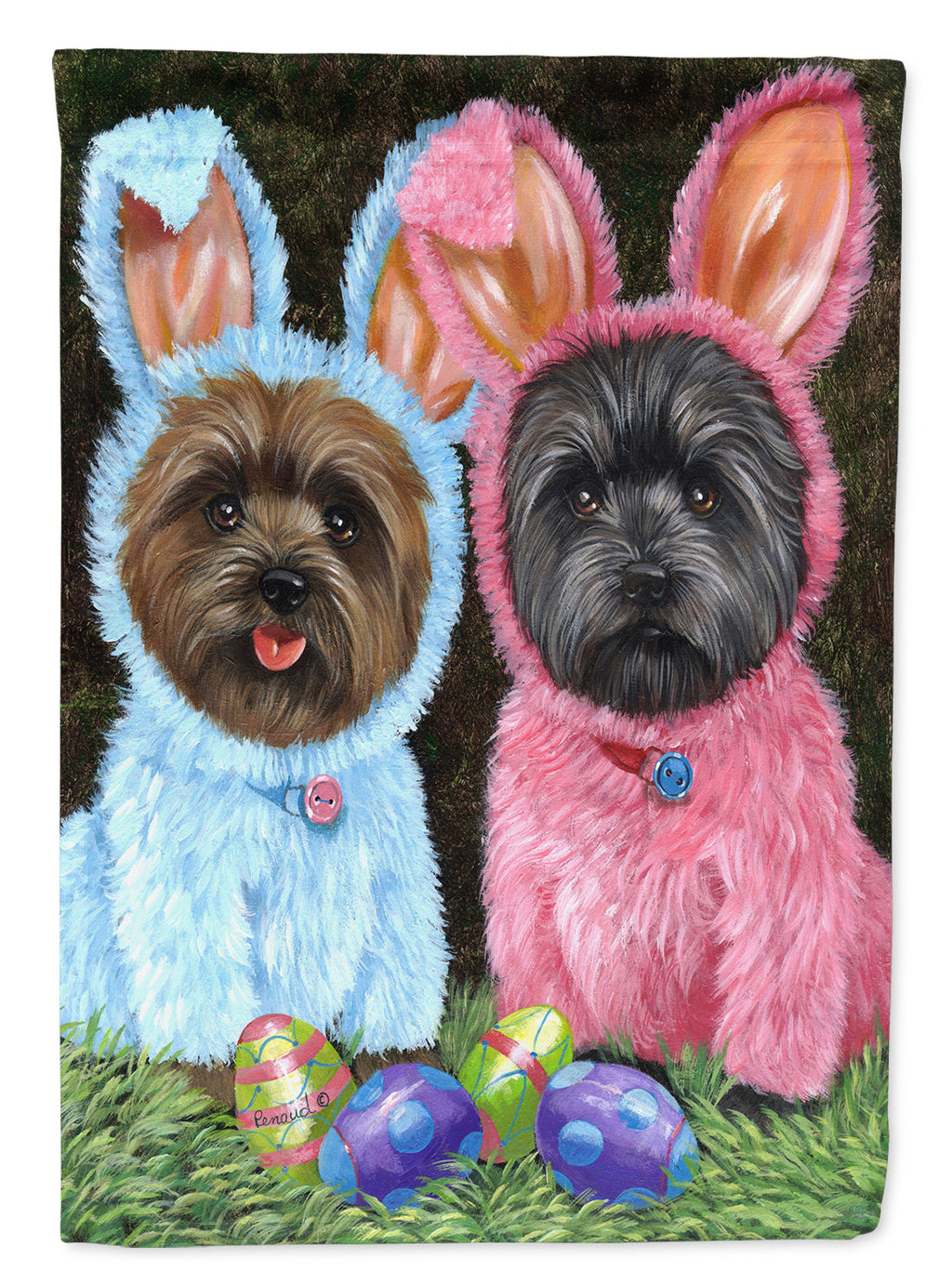 Cairn Terrier Easter Bunnies Garden Flag Mailbox Decorative Yard Banner Outside Patio Artwork for Flower Beds, Garden Size, Multicolor