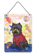Cairn Terrier Hippie Dippie Wall or Door Hanging Prints Aluminum Metal Sign Kitchen Wall Bar Bathroom Plaque Home Decor Front Door Plaque, 12x16, Multicolor