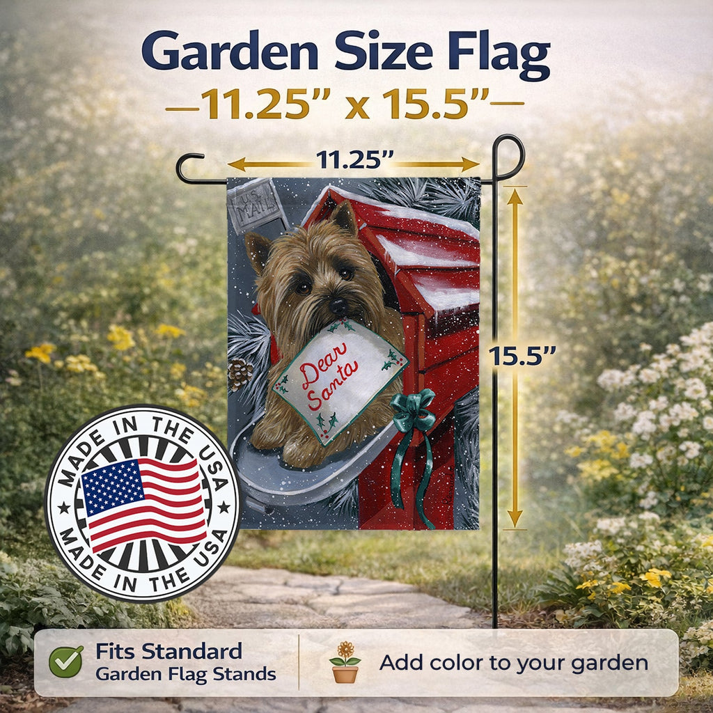 Cairn Terrier Christmas Letter to Santa Garden Flag Mailbox Decorative Yard Banner Outside Patio Artwork for Flower Beds, Garden Size, Multicolor