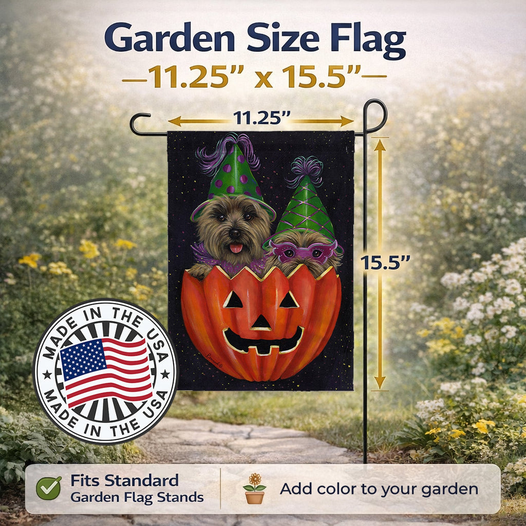 Cairn Terrier Halloween PeekaBoo Garden Flag Mailbox Decorative Yard Banner Outside Patio Artwork for Flower Beds, Garden Size, Multicolor
