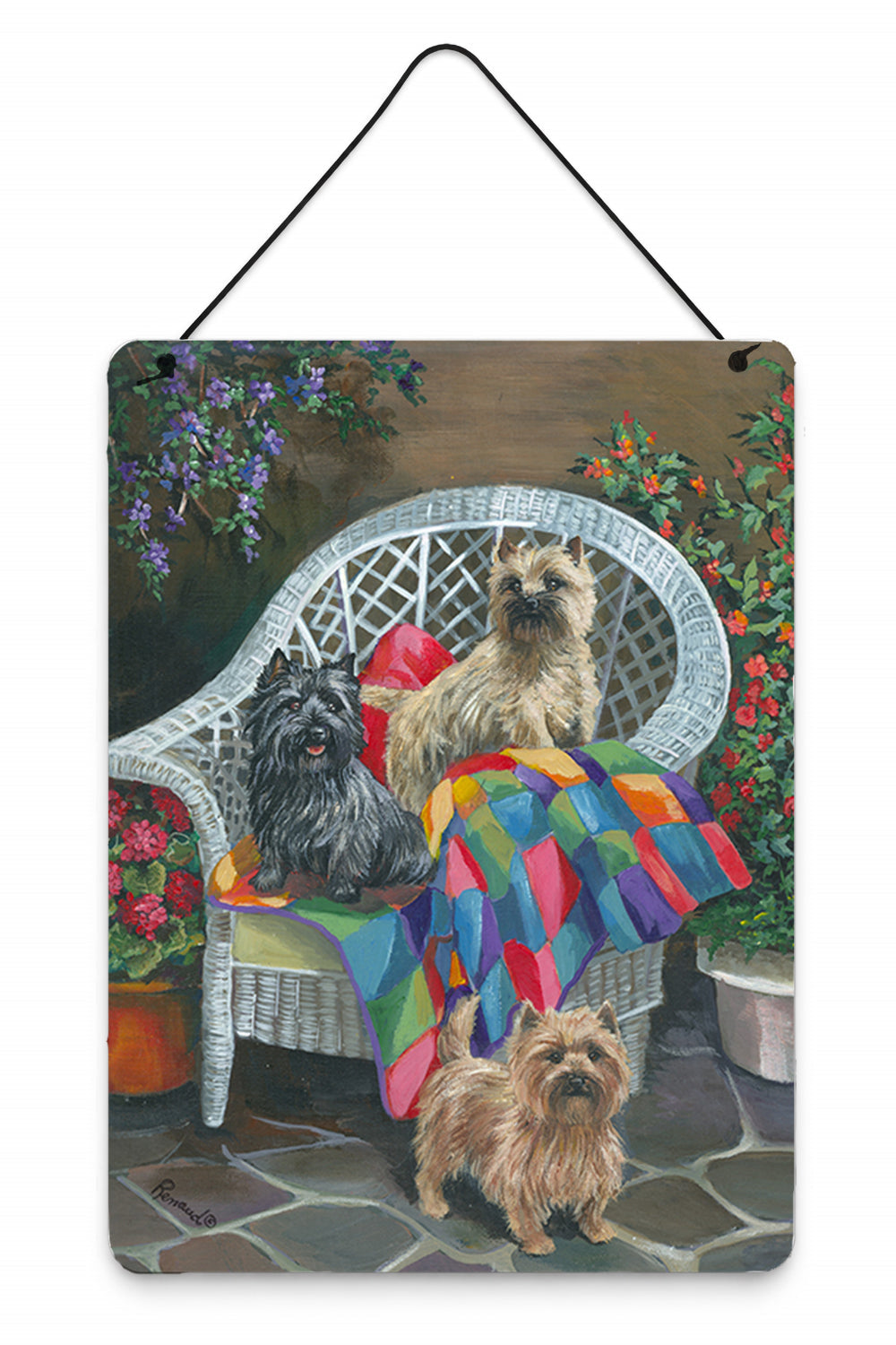 Cairn Terrier Trio Wall or Door Hanging Prints Aluminum Metal Sign Kitchen Wall Bar Bathroom Plaque Home Decor Front Door Plaque, 12x16, Multicolor
